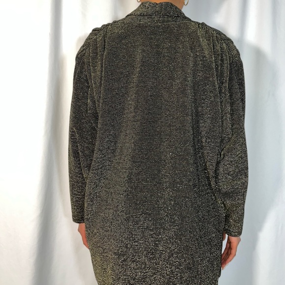 Vintage Sybil California Brown & Gold Shimmery Open Cardigan (size 14) - Picture 2 of 5
